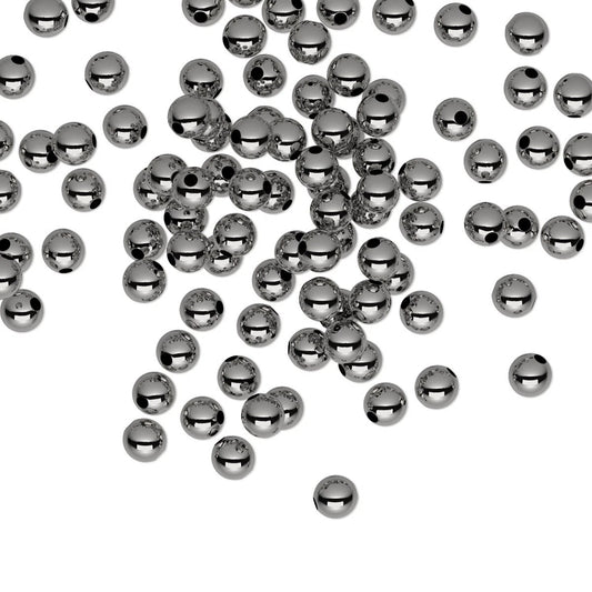Beadsmith Black Oxide Plated Brass Round Spacer Beads, 3mm, 144 pcs