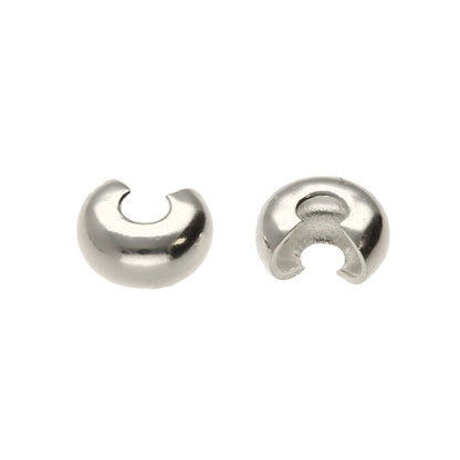 BeadSmith Silver Plated Brass Smooth Crimp Covers 4mm, 144 pcs