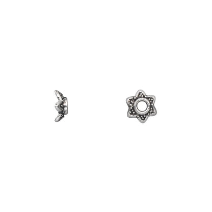 Antiqued Silver Pewter Star Flower Bead Caps, 7x3mm, fits 6-8mm beads, 100 pcs