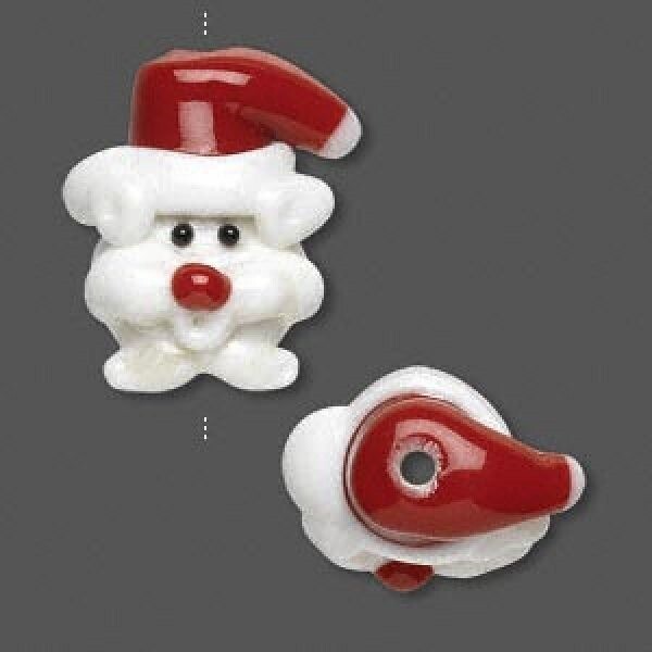 Lampwork Glass Santa Claus 18x22mm Beads, 2 pcs