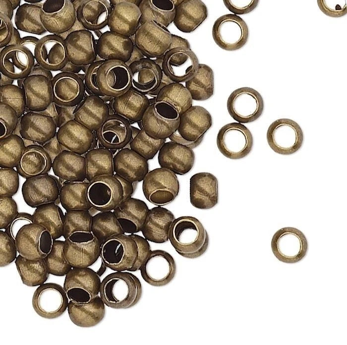 Antiqued Gold Plated Brass Crimp Beads, 2.5mm, 100 pcs