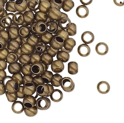 Antiqued Gold Plated Brass Crimp Beads, 2.5mm, 100 pcs