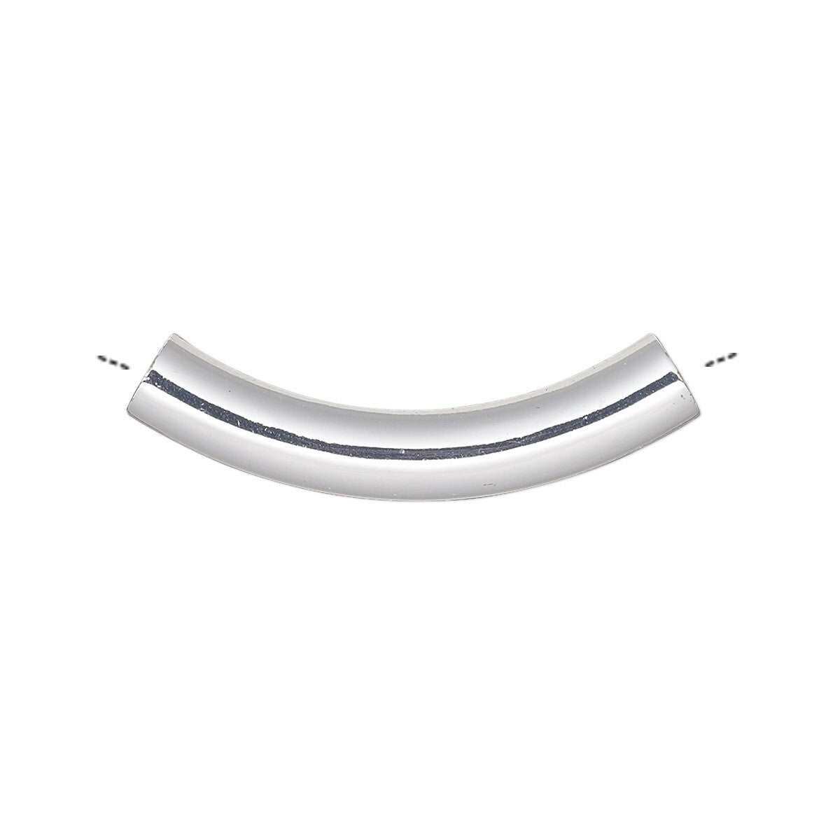 Silver Plated Brass Curved Tube Noodle Beads 30x5mm