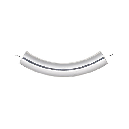 Silver Plated Brass Curved Tube Noodle Beads 30x5mm