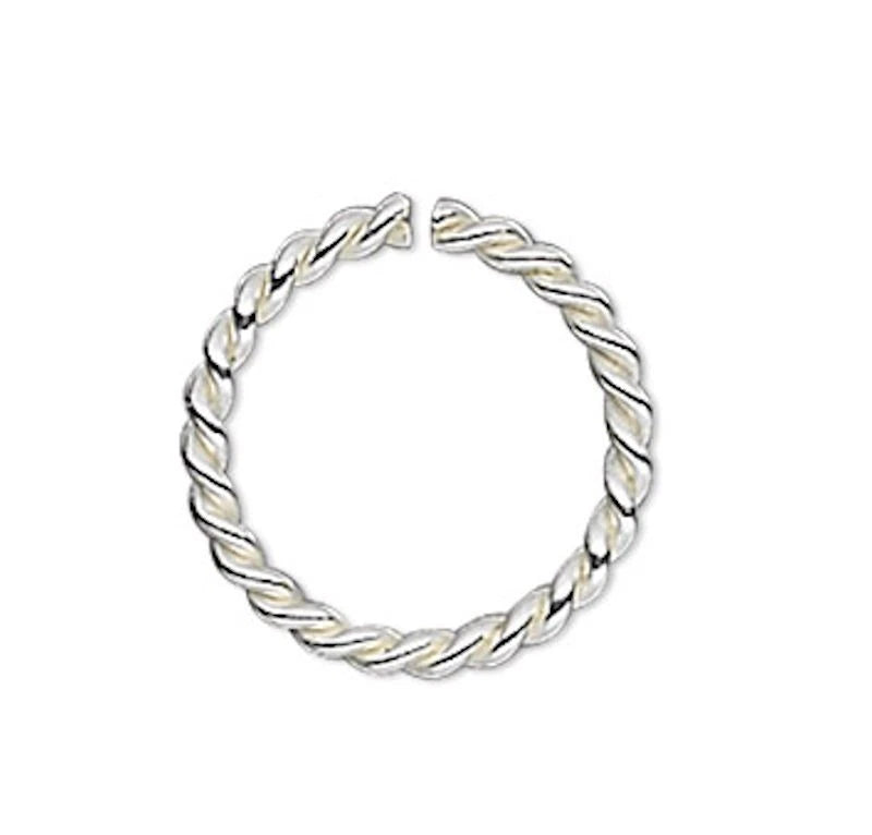 Sterling Silver Twisted Round Jump Rings, 6mm, 21 Gauge, 4.4mm ID, 100 pcs