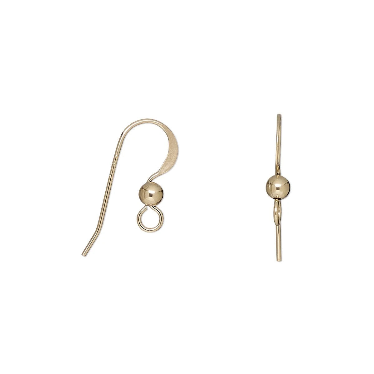 14KT Gold Filled Fish Hook Ear Wires with 3mm Ball, 14mm, 5 Pair (10 pcs)