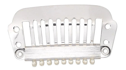 Silver Plated Stainless Steel Hair Combs with 4 Pre-Drilled Holes, 32x12mm, 12 pcs