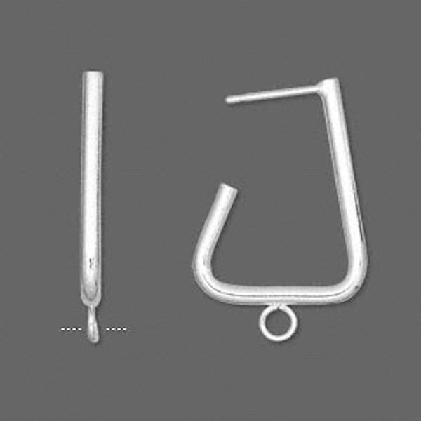 A pair of silver-toned metal ear cuffs or cartilage piercings shown on a plain gray background, with one piece oriented vertically and the other in a U-shape with a small ring at the bottom.