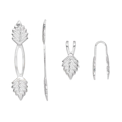 BeadSmith Silver Plated Brass Glue-On Leaf Bail 14mm Grip