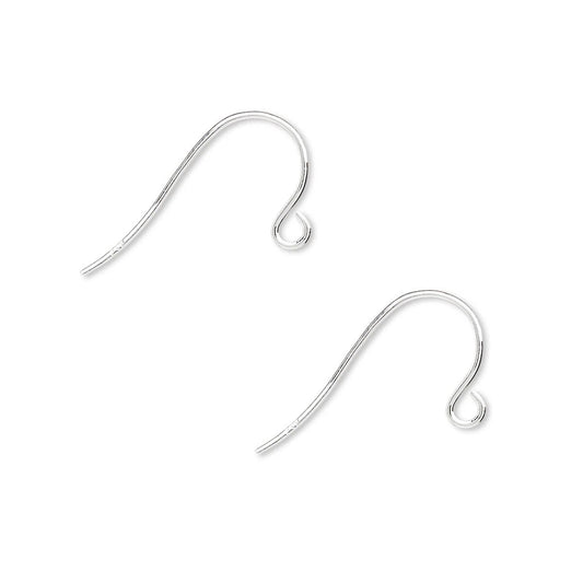 Fishhook Ear Wire, Sterling Silver 21 Gauge 11mm, 10 Pairs