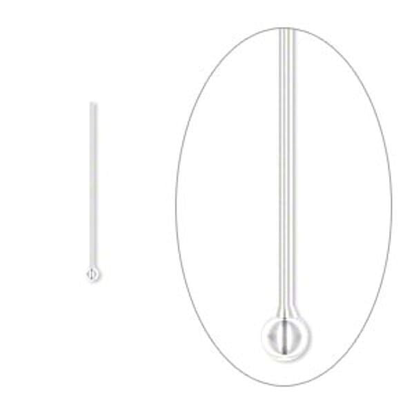 Silver Plated Brass Ball Head Pins 24 Gauge 3/4 Inch 1.5mm Ball – 100 pcs