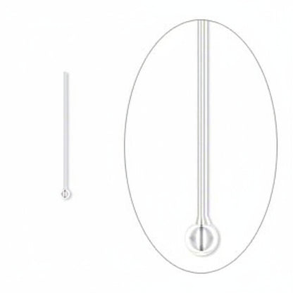 Silver Plated Brass Ball Head Pins 24 Gauge 3/4 Inch 1.5mm Ball – 100 pcs