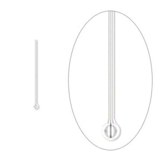 Silver Plated Brass Ball Head Pins 24 Gauge 3/4 Inch 1.5mm Ball – 100 pcs