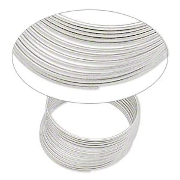Silver Plated Stainless Steel Memory Wire, 2-1/4" Round Bracelet - 1 oz (approx. 70 loops)