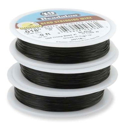 Beadalon 49 Strand BLACK 0.018" Diameter Bead Stringing WIRE 30 Foot Spool