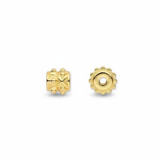 Gold Finished Pewter Drum Tube Beads with Spikes, 6x6mm (50)