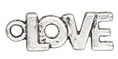 Antiqued Silver Pewter "Love" Word Charms, 17x8mm, 20 pcs