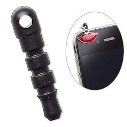 Clear or Black Cell Phone Charm Plugs, 18x4mm with 1.5-2mm Hole, Fits 3.5mm Jack, 10 pcs