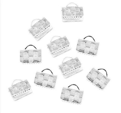 Silver Plated Brass Flat Ribbon Pinch Crimp Ends, 8mm, 12 pcs
