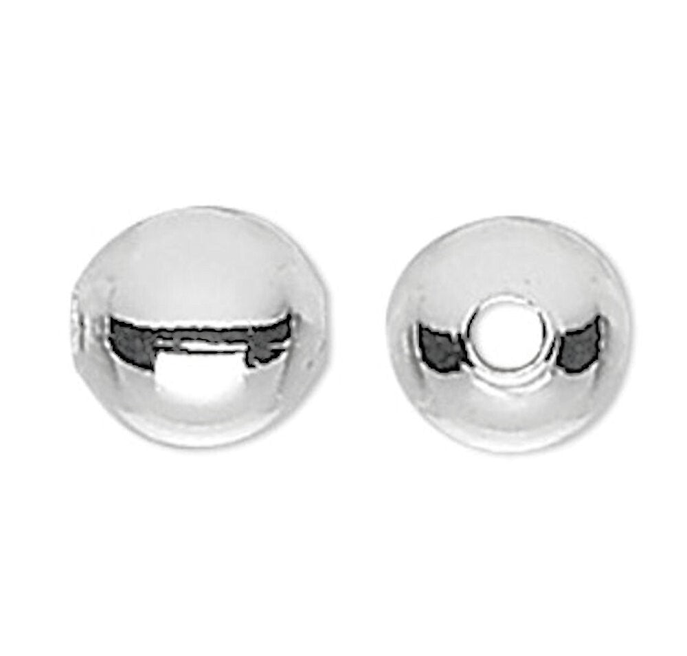 Silver Plated Brass 4mm Round Smooth Spacer Beads 0.8mm Hole (1000 pc)