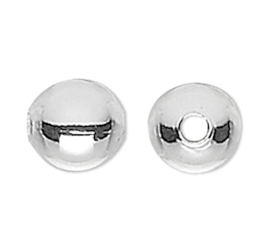 Silver Plated Brass 4mm Round Smooth Spacer Beads 0.8mm Hole (1000 pc)
