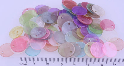 Capiz Shell Coated Round Coin Charms, Assorted Mix, 13mm (100)