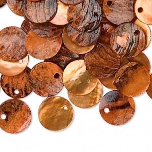 Mussel Shell 10mm Round Coin Drop Charms, 100 pcs