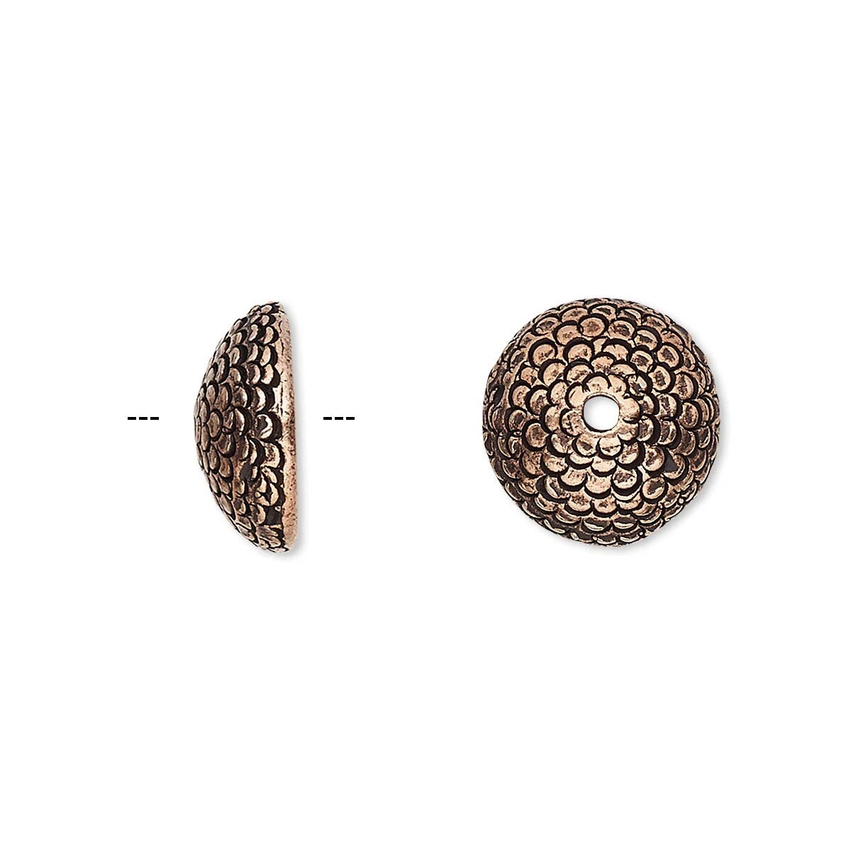 Antiqued Copper Pewter Acorn Bead Caps 12.5x5mm, Pkg of 2
