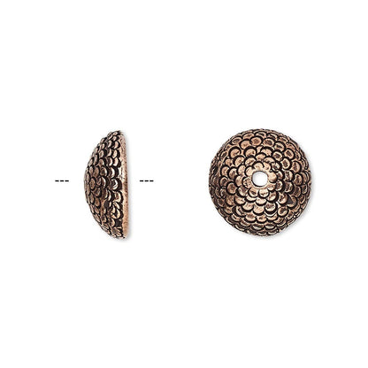 Antiqued Copper Pewter Acorn Bead Caps 12.5x5mm, Pkg of 2