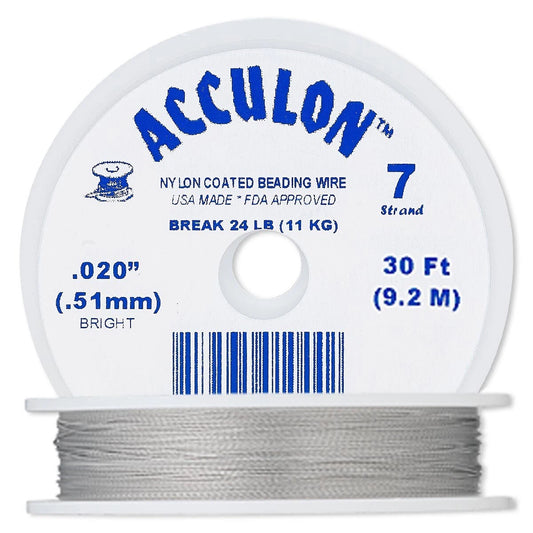 Acculon Clear Nylon-Coated Beading Wire 0.020" 7-Strand - 30 ft Spool