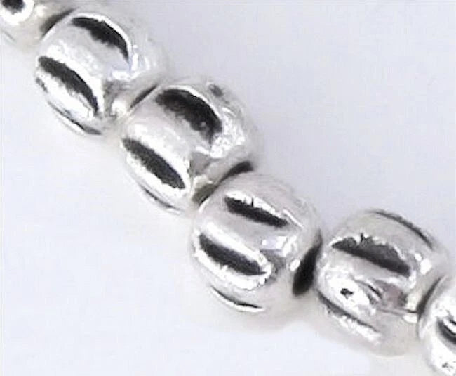 Antiqued Silver Finished Pewter Fluted Melon Spacer Beads, 4x3mm, 48 pcs