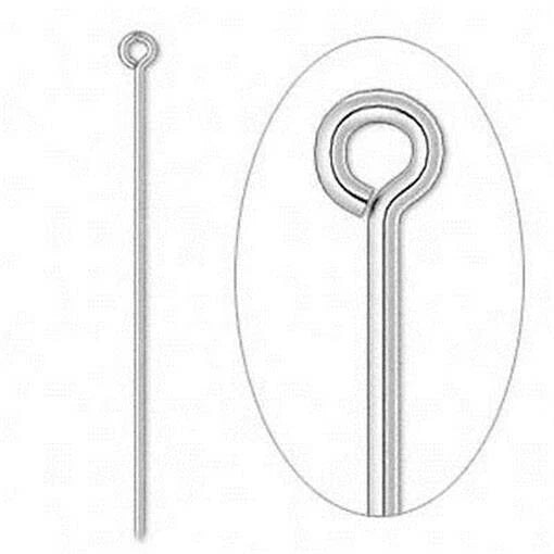Silver Plated Brass Eye Pins, 4 inch, 21 Gauge, 100 pcs