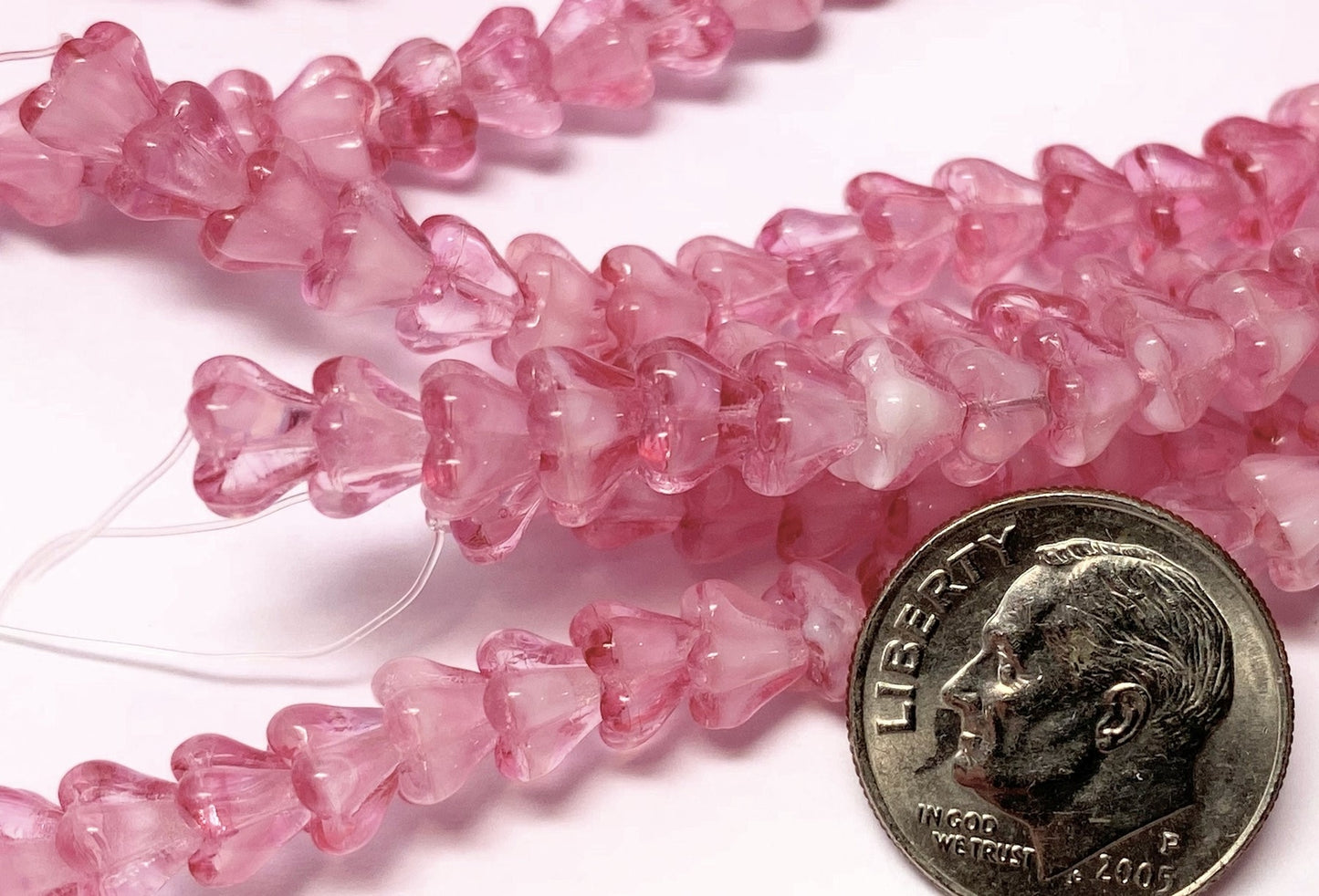 Crystal Pink Czech Glass Baby Bell Flower Beads 6x4mm, 50 pcs