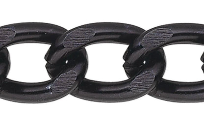 Black Anodized Aluminum Cable Chain, 11x7mm Links - 5 Feet