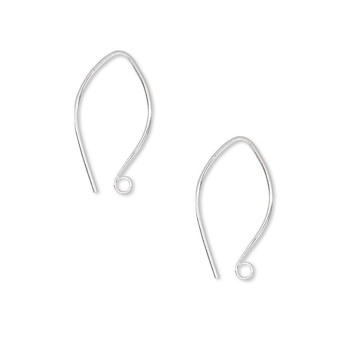 A pair of silver-colored metal ear hooks, commonly used for DIY jewelry making, shown on a plain white background.