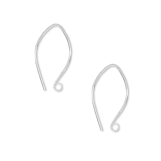 A pair of silver-colored metal ear hooks, commonly used for DIY jewelry making, shown on a plain white background.