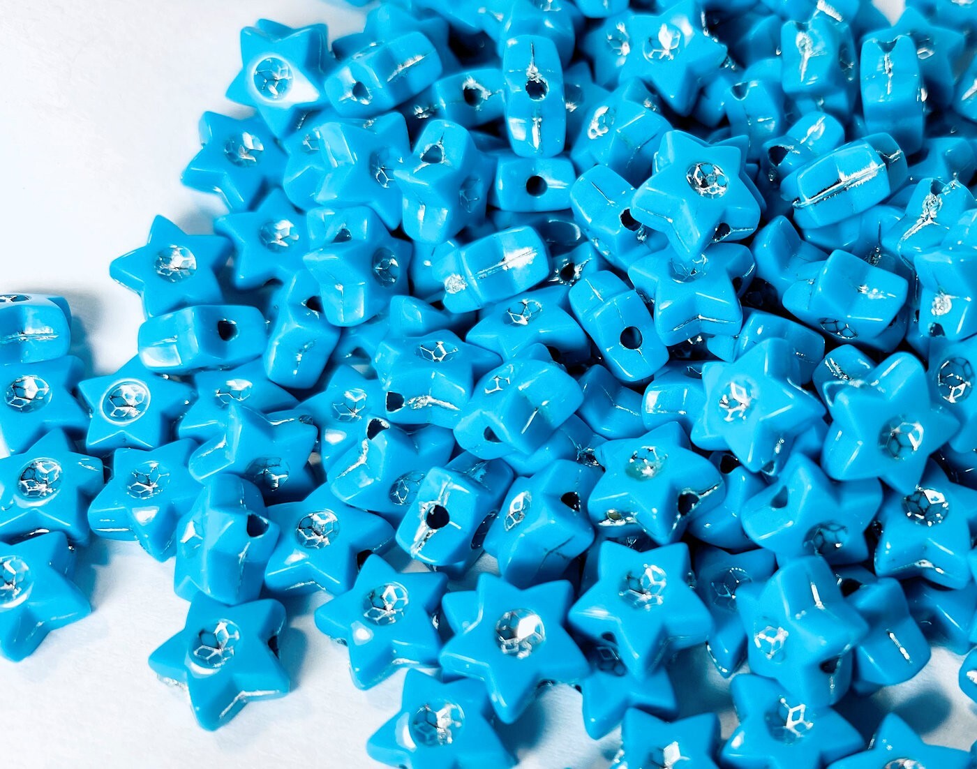 Turquoise Star Acrylic Beads 8x8mm – 50g (Approx 270-290 pcs)