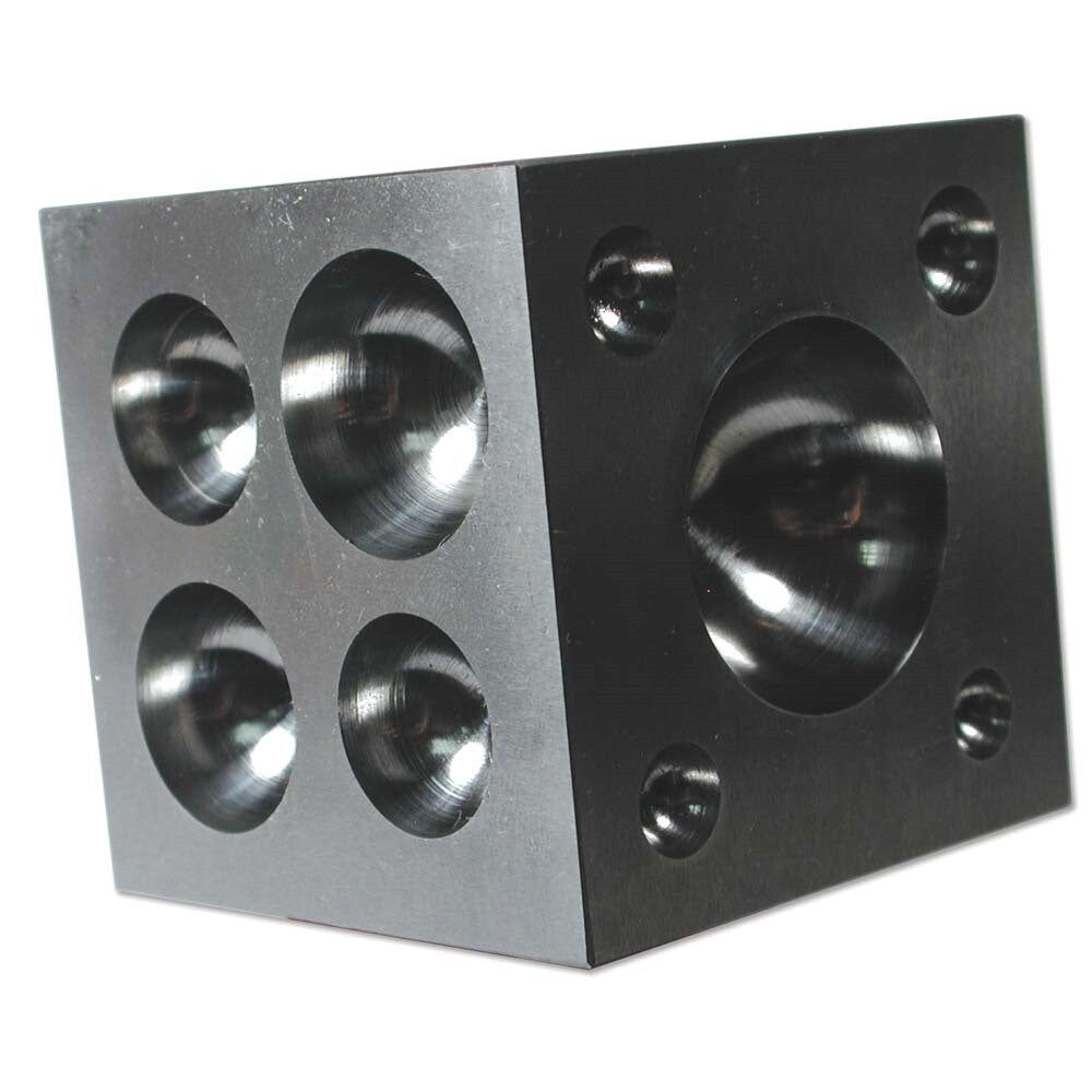 Stainless Steel Doming Block, 6-Surface Cube with Hemispherical Depressions, 2.5 x 2.5 Inch
