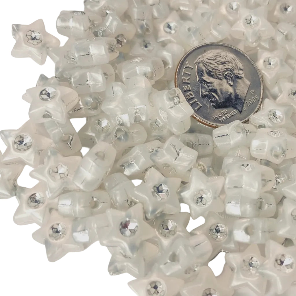 Acrylic Grey Silver Star Beads, 8x8mm, Translucent, 50g