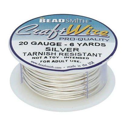 Beadsmith Silver Round Wrapping Wire, 20 Gauge (0.81mm), 6 yd