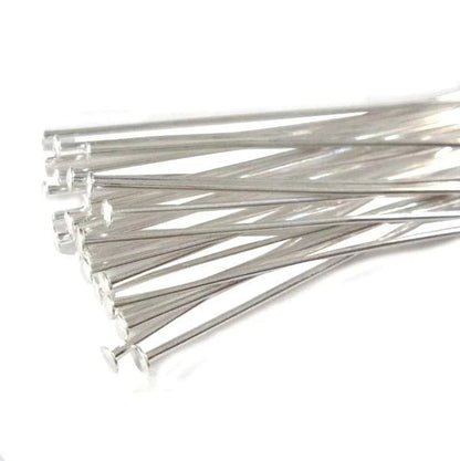 Silver-Plated Brass Head Pins, 2 inch, 21 Gauge, 100 pcs