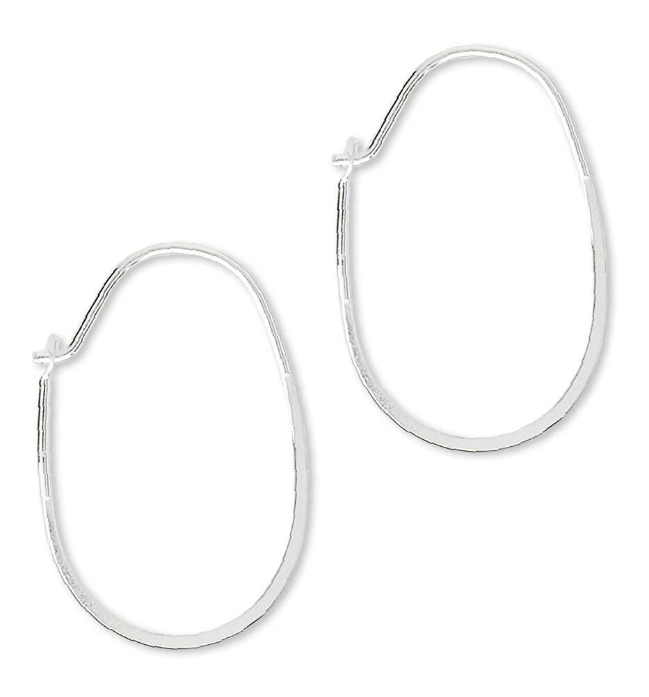 Sterling Silver Flat Wire Oval Hoop Ear Wires, 14x21mm, 5 Pair (10 pcs)