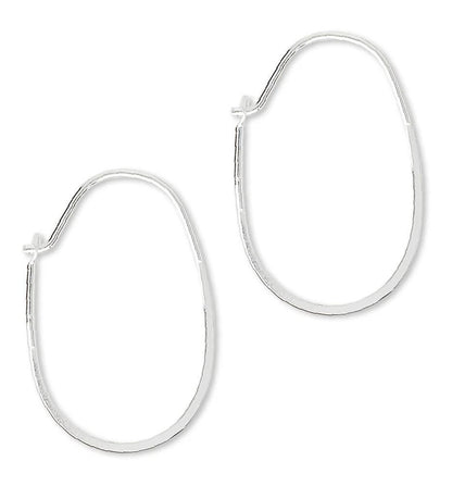 Sterling Silver Flat Wire Oval Hoop Ear Wires, 14x21mm, 5 Pair (10 pcs)