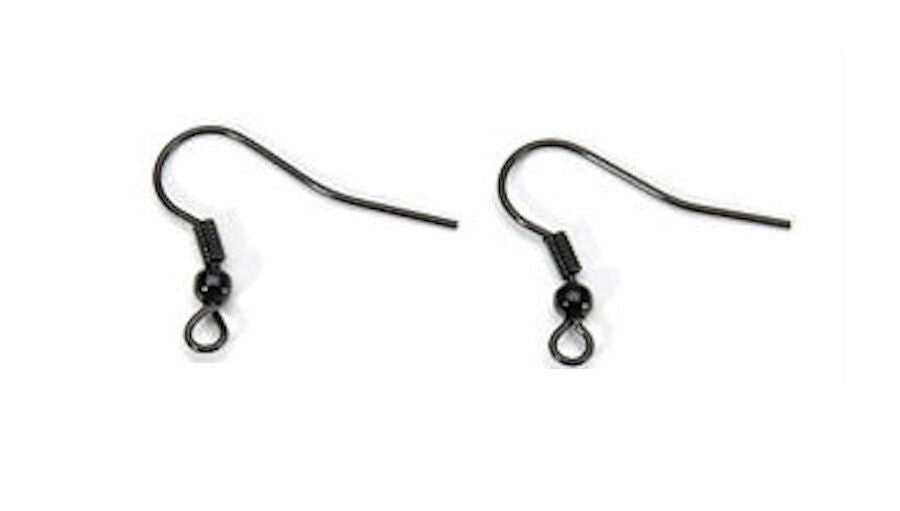 French Fishhook Ear Wires with Ball & Coil, 19x20mm, 20 pcs