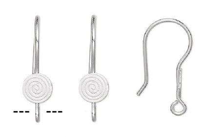 Silver Plated Stainless Steel 21mm Fishhook Ear Wires with 6mm Spiral 21 Gauge (100 pc)