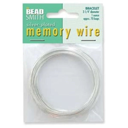 Silver Plated Stainless Steel Memory Wire, 2-1/4" Round Bracelet - 1 oz (approx. 70 loops)