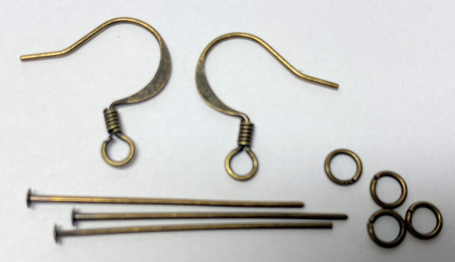 Antiqued Gold Earring Finding Kit, 60 pcs (Makes 6 Pairs)