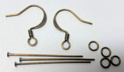 Antiqued Gold Earring Finding Kit, 60 pcs (Makes 6 Pairs)