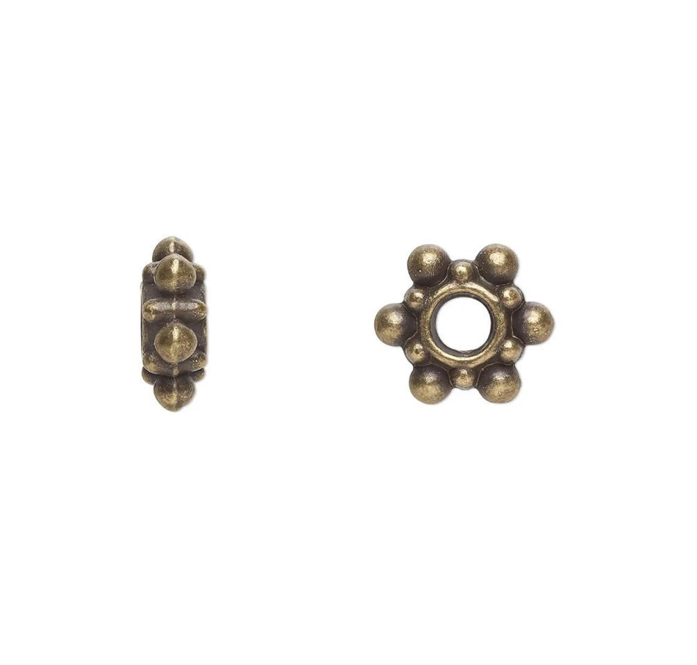 Antiqued Brass Pewter Filigree Rondelle Spacer Beads, 8x4mm (100)