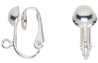 Silver Plated Brass Clip-On Earring Blanks 16mm Half Ball